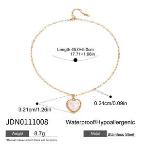 1 Piece Romantic Series Sweet Heart Shape Stainless Steel Waterproof Gold Color Women's Pendant Necklaces h5