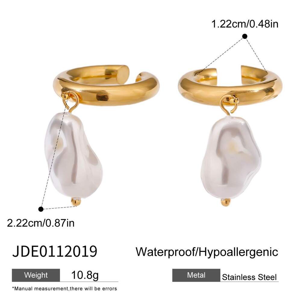 1 par de aretes de acero inoxidable redondos irregulares, elegantes, de serie clásica, resistentes al agua, color dorado, para mujer