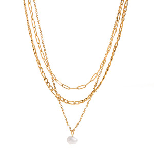 1 Piece Elegant Series All-Match Multi-Layer Stainless Steel Waterproof Gold Color Women's Layered Necklaces h5 Picture9
