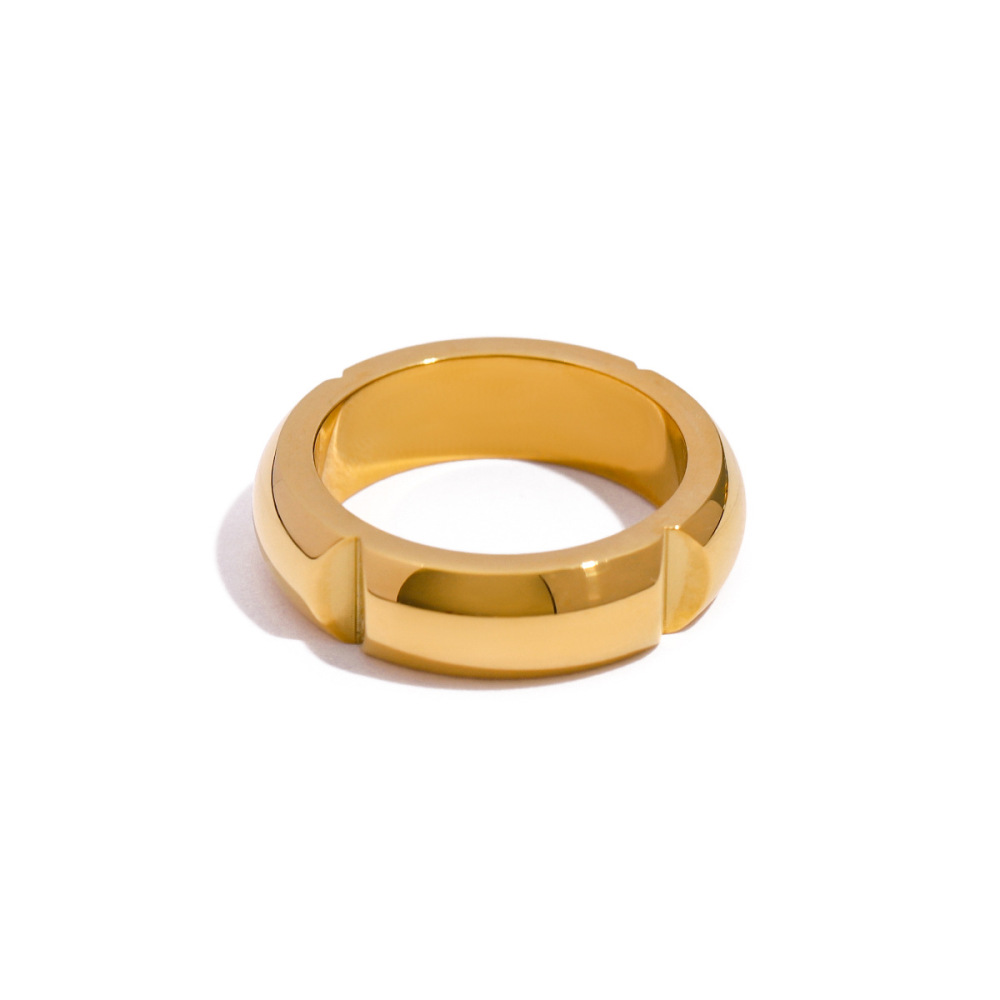 1 Piece Designable Series All-Match Annular Stainless Steel Waterproof Gold Color Women's Single Rings h5Picture7