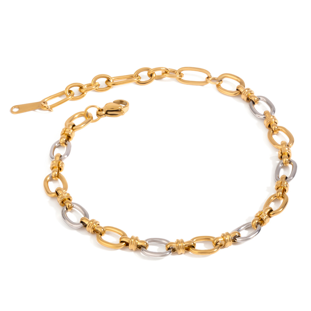 1 Stuk Simple Series Streamline Ronde Waterdichte Roestvrijstalen Damesarmband In Goud- En Zilverkleur Afbeelding5