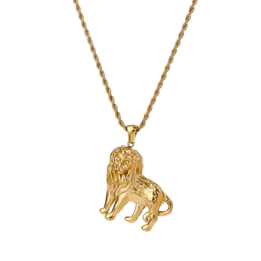 1 Piece Luxurious Series Delicate Lion Stainless Steel Waterproof Gold Color Women's Pendant Necklaces Picture5