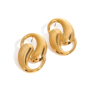 1 Paar Simple Series Original Design Line Roestvrij Staal Goudkleurige Dames Oorbellen h5 Afbeelding6