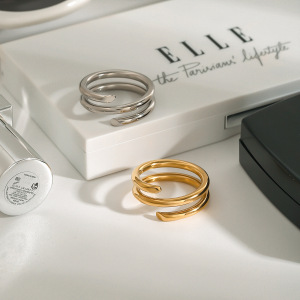 1 Piece Minimalist Series Chic Three Layers Circle Stainless Steel Waterproof Gold Color Women's Single Rings h5 Picture4