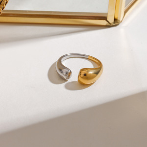 1 Piece Concise Series Mixed Color Stainless Steel Waterproof Gold &Silever Color Women's Single Rings h5 Picture4