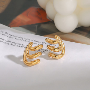 1 Paar Minimalistische, Ringvormige, Waterdichte, Goudkleurige Oorbellen Voor Dames Uit De Designable Series. h5 Afbeelding7