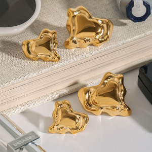 1 Stück Romantische Serie Retro Unregelmäßiger Herzförmiger Edelstahl Wasserdicht Goldfarbener Damenring h5 Bild7
