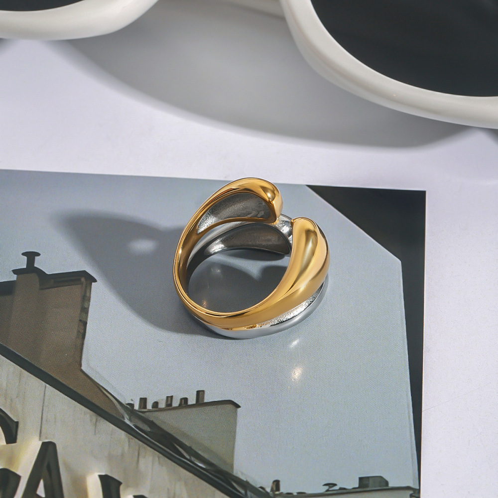 1 Piece Simple Series Fashionable Annular Stainless Steel Waterproof Gold & Silver Color Women's Single Rings h5Picture8