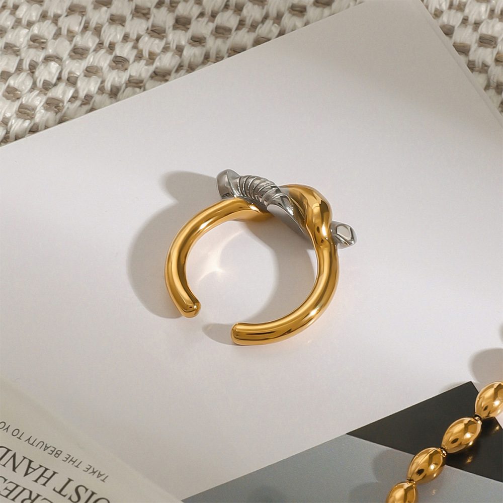 1 Stuk Designbare Serie Originele Nagelknoop Gemengde Kleuren Roestvrij Staal Waterdicht Goud & Zilverkleurige Damesarmband Afbeelding4
