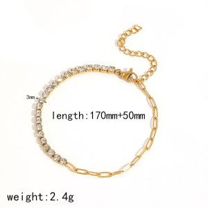 1 Piece Shining Series Exquisite Circle Stainless Steel Waterproof Gold Color Zircon Women's Chain Bracelets h5 Picture11