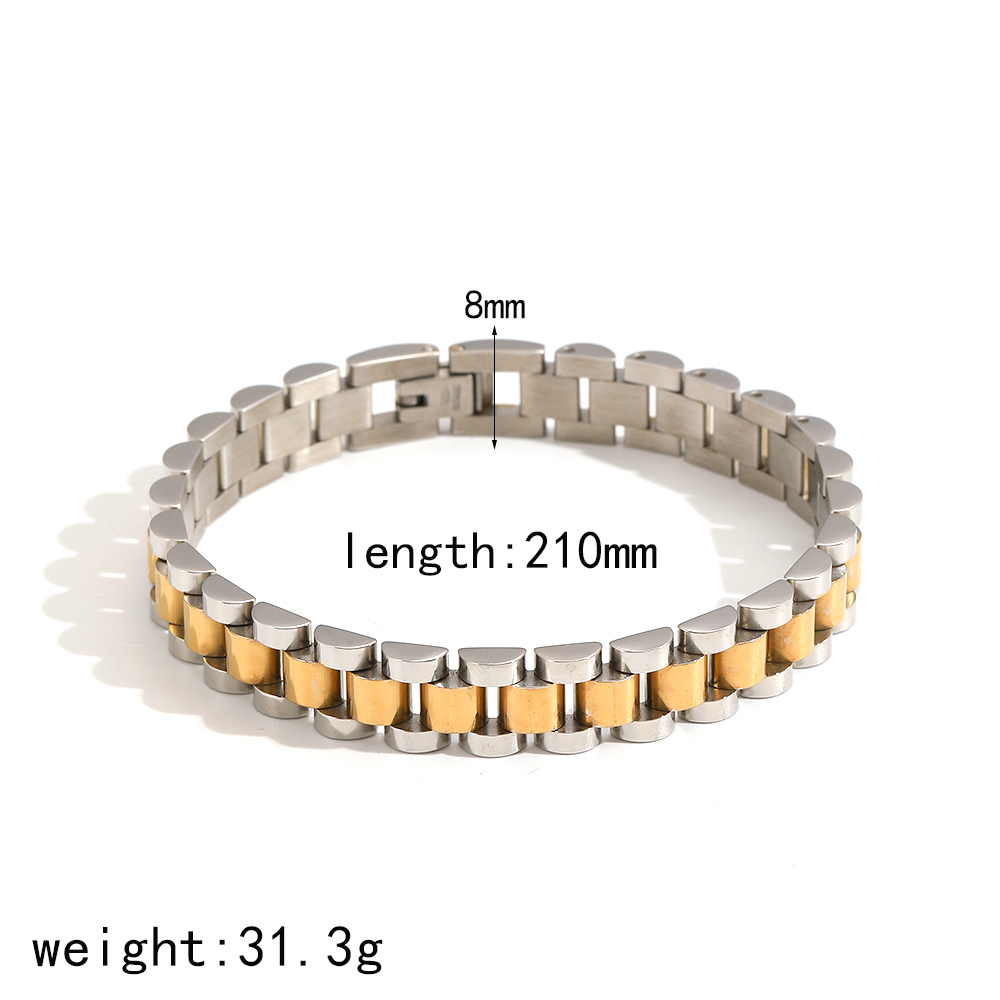1 Stuk Minimalistische Schakelhorlogeband Van Roestvrij Staal, Waterdicht, Goudkleurig, Unisex Schakelarmbanden Afbeelding8
