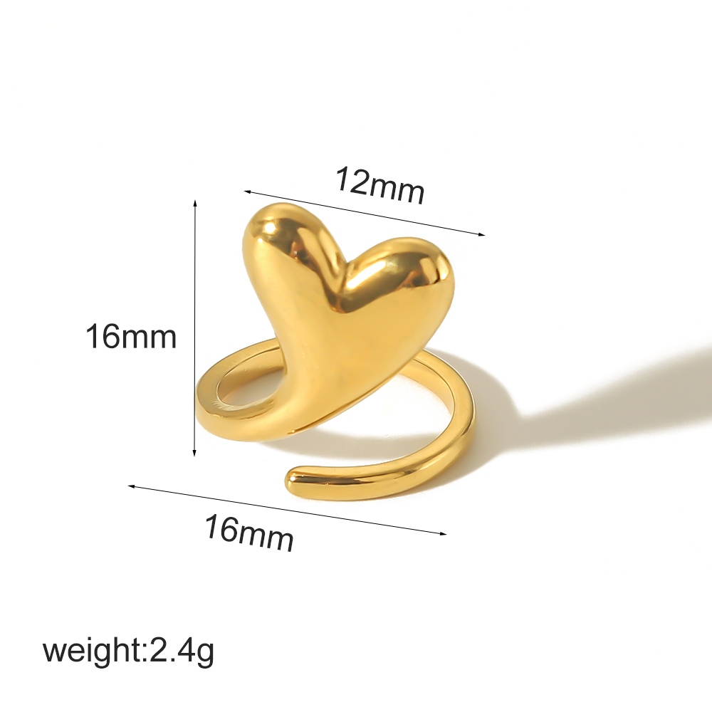 1 Pezzo Di Splendida Serie Delicata A Forma Di Cuore In Acciaio Inossidabile Impermeabile Color Oro Anelli Regolabili Da Donna Immagine9
