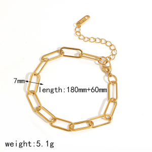 1 Piece Shining Series Exquisite Circle Stainless Steel Waterproof Gold Color Zircon Women's Chain Bracelets h5 Picture6