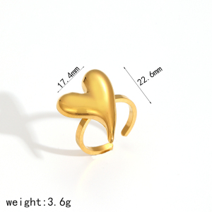 1 Pezzo Di Splendida Serie Delicata A Forma Di Cuore In Acciaio Inossidabile Impermeabile Color Oro Anelli Regolabili Da Donna h5 Immagine11