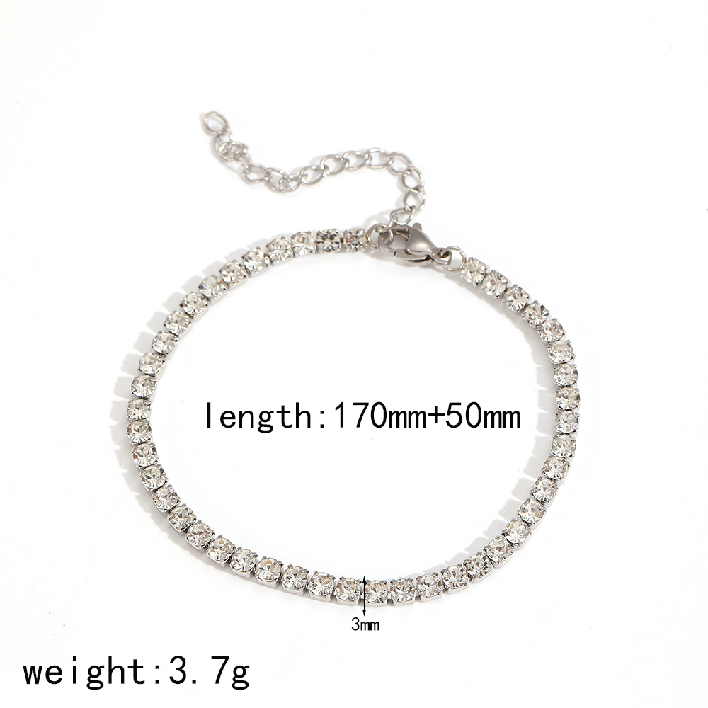 1 Piece Shining Series Exquisite Circle Stainless Steel Waterproof Gold Color Zircon Women's Chain Bracelets Picture8