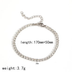 1 Piece Shining Series Exquisite Circle Stainless Steel Waterproof Gold Color Zircon Women's Chain Bracelets h5 Picture8