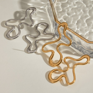 1 Paio Di Orecchini A Bottone Da Donna In Acciaio Inossidabile Color Oro, Impermeabili, Di Forma Irregolare, Della Serie Particular Daily h5 Immagine10