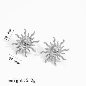 1 Pair Charming Series Delicate Sun Shape Stainless Steel Waterproof Gold Color Women's Earrings Set h5 Picture7