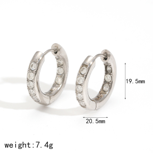 1 Pair Polychrome Series Shining Annular Stainless Steel Waterproof Gold Color Zircon Women's Hoop Earrings h5 Picture11
