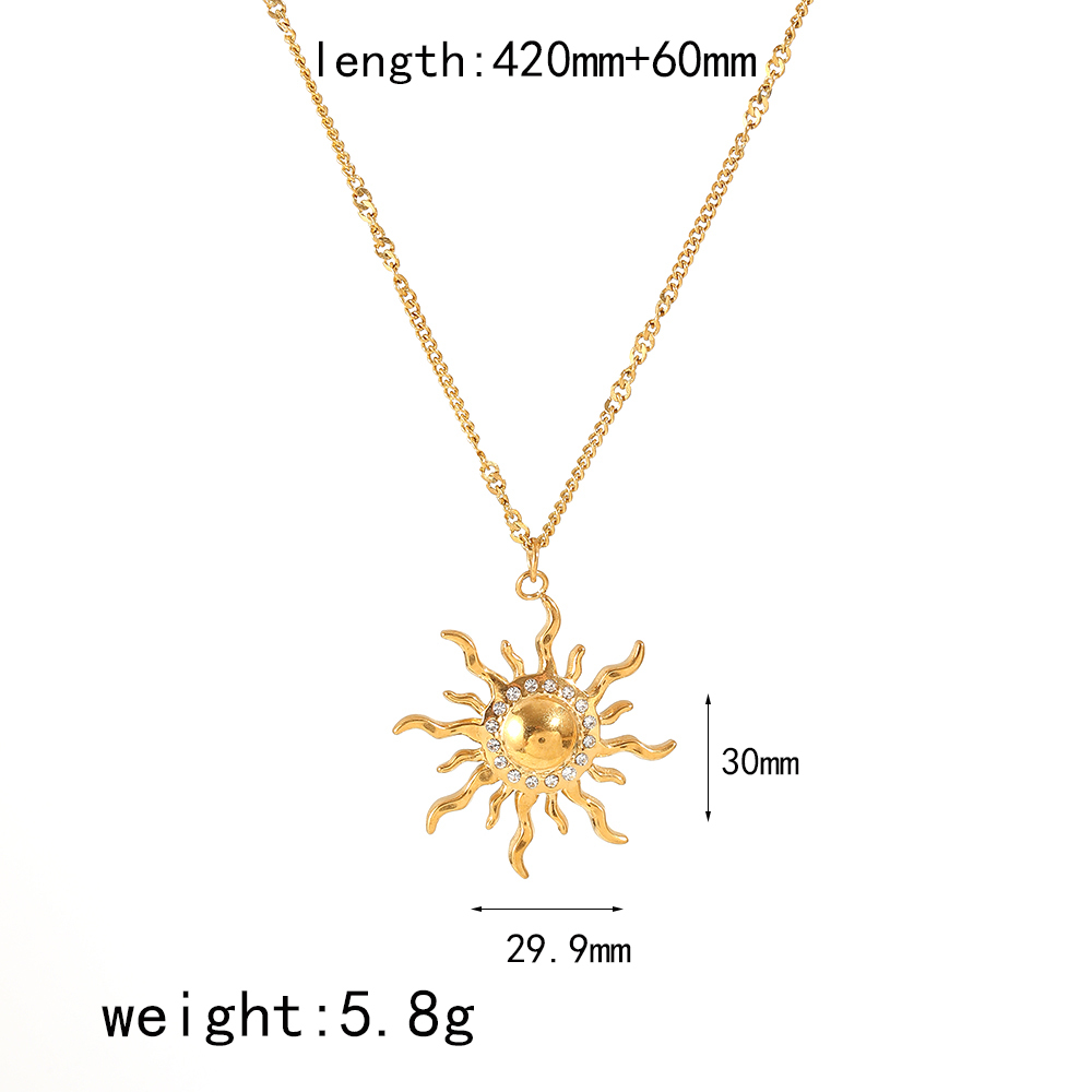 1 Pair Charming Series Delicate Sun Shape Stainless Steel Waterproof Gold Color Women's Earrings Set Picture11