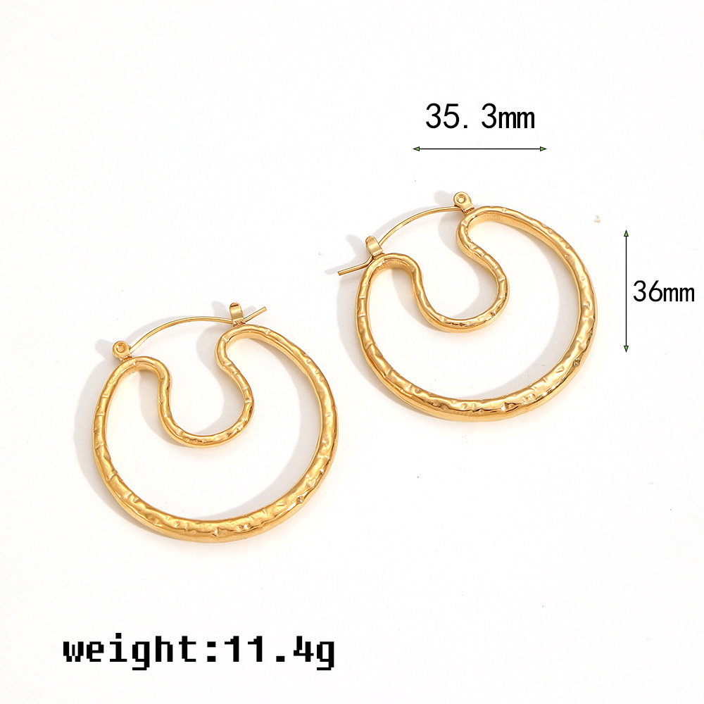1 Paio Di Orecchini A Bottone Da Donna In Acciaio Inossidabile Color Oro, Impermeabili, Di Forma Irregolare, Della Serie Particular Daily h5Immagine6