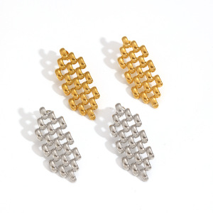 1 Pair Simple Series Rectangular Patchwork Stainless Steel Waterproof Gold Color Women's Stud Earrings h5 Picture5