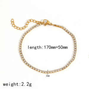 1 Piece Shining Series Exquisite Circle Stainless Steel Waterproof Gold Color Zircon Women's Chain Bracelets h5 Picture9