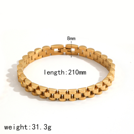 1 stuk minimalistische schakelhorlogeband van roestvrij staal, waterdicht, goudkleurig, unisex schakelarmbanden