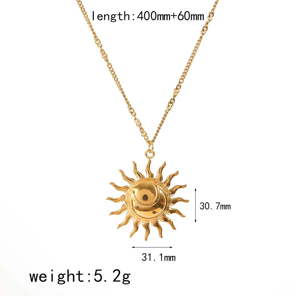 1 Pair Charming Series Delicate Sun Shape Stainless Steel Waterproof Gold Color Women's Earrings Set Picture12