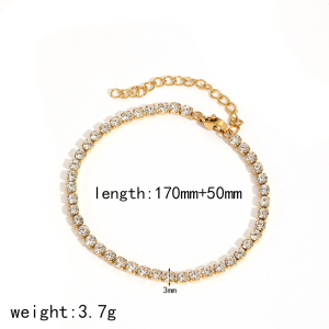 1 Piece Shining Series Exquisite Circle Stainless Steel Waterproof Gold Color Zircon Women's Chain Bracelets h5 Picture7