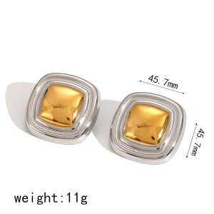 1 Paio Di Orecchini A Bottone Da Donna In Acciaio Inossidabile A Forma Di Stella, Impermeabili, Color Oro E Argento, Della Serie Moden h5 Immagine6
