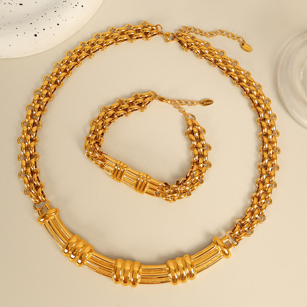1 Piece Simple Series Classic Chain Titanium Steel Gold Color Women's Chain Necklaces Picture8