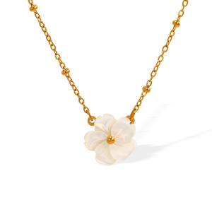 1 Piece Classic Series Elegant Flower Titanium Steel Gold Color Women's Pendant Necklaces h5 Picture6