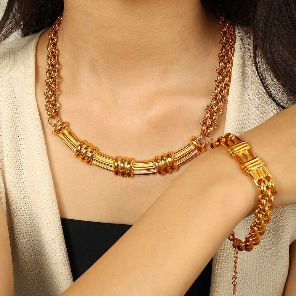 1 Piece Simple Series Classic Chain Titanium Steel Gold Color Women's Chain Necklaces Picture5