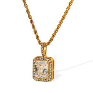 Collar Con Colgante De Acero De Titanio Dorado Geométrico De Lujo Para Mujer, Serie Diaria, 1 Pieza h5 Imagen6