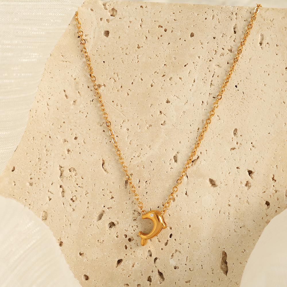 1 Piece Simple Series Natural Animal Titanium Steel Gold Color Women's Pendant Necklaces Picture3