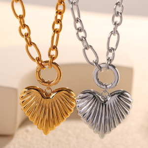 Collar Con Colgante De Acero De Titanio Y Oro Color Corazón Romántico Para Mujer, 1 Pieza h5 Imagen4