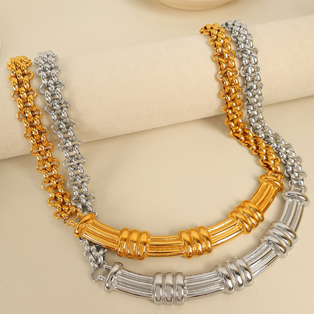 1 Piece Simple Series Classic Chain Titanium Steel Gold Color Women's Chain Necklaces Picture4