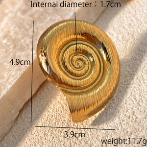 1 pezzo di anelli regolabili da donna in acciaio inossidabile color oro impermeabile Whelk h5