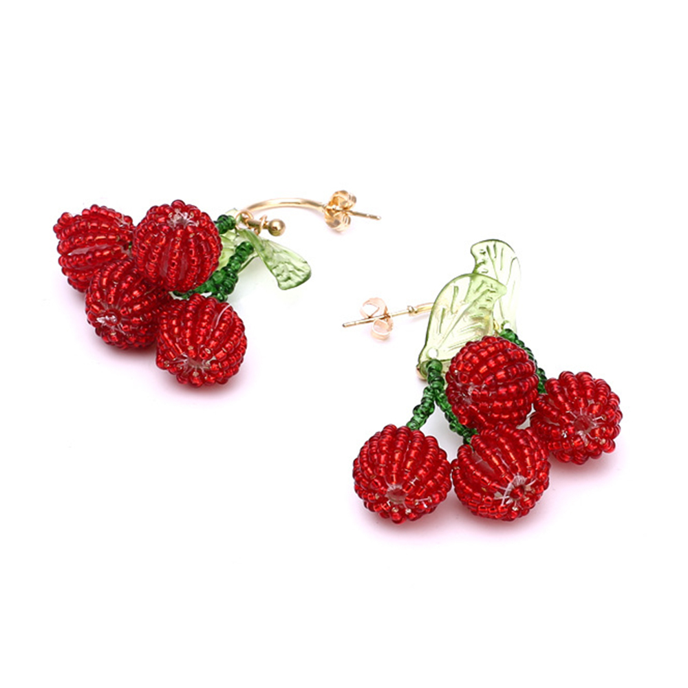 1 Par De Pendientes Con Cuentas De Cereza Dulces Imagen2