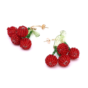1 Par De Pendientes Con Cuentas De Cereza Dulces h5 Imagen2