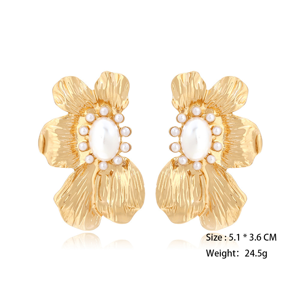 1 Pair Vintage Alloy Flower Stud Earrings h5Picture5