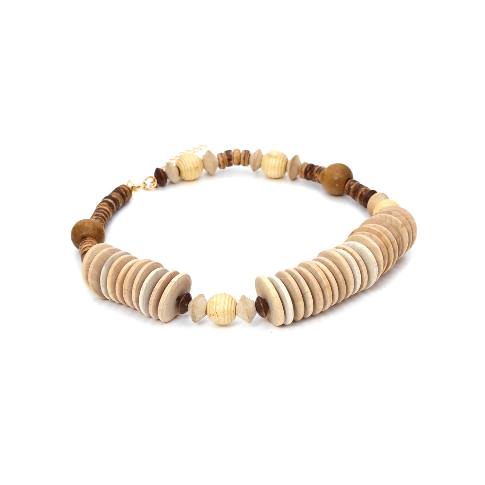 1 Piece Vintage Geometric Wood Chip Women's Beaded Necklaces Picture3
