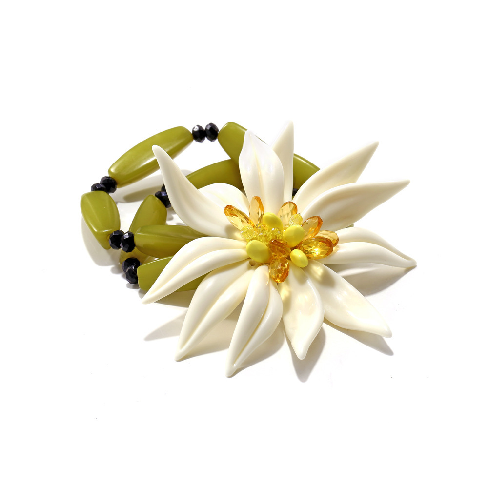 1 Piece Holiday Style Beaded Dimensional Large Flower Women's Beaded Bracelets h5Picture4