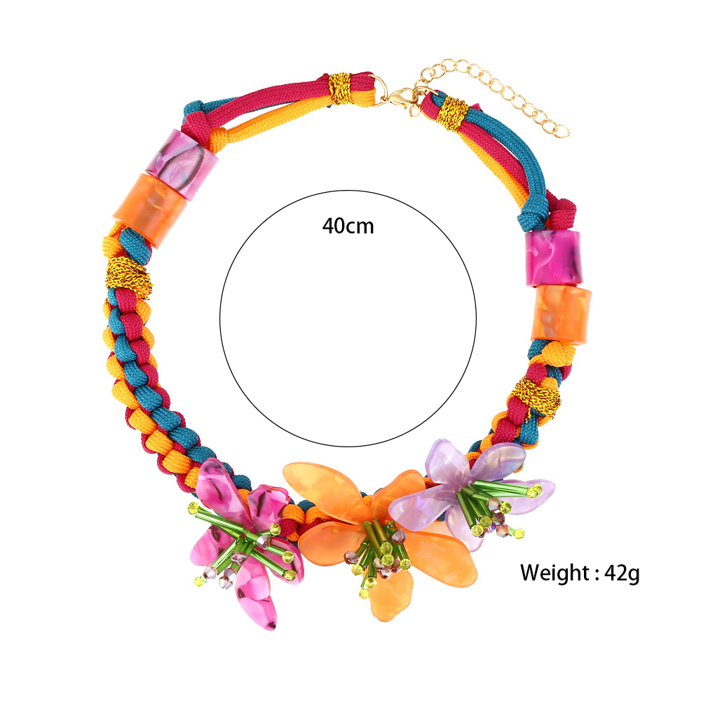 Collar De Cuentas Acrílico Para Mujer, Serie Romántica, Retro, Con Flores, 1 Pieza Imagen5