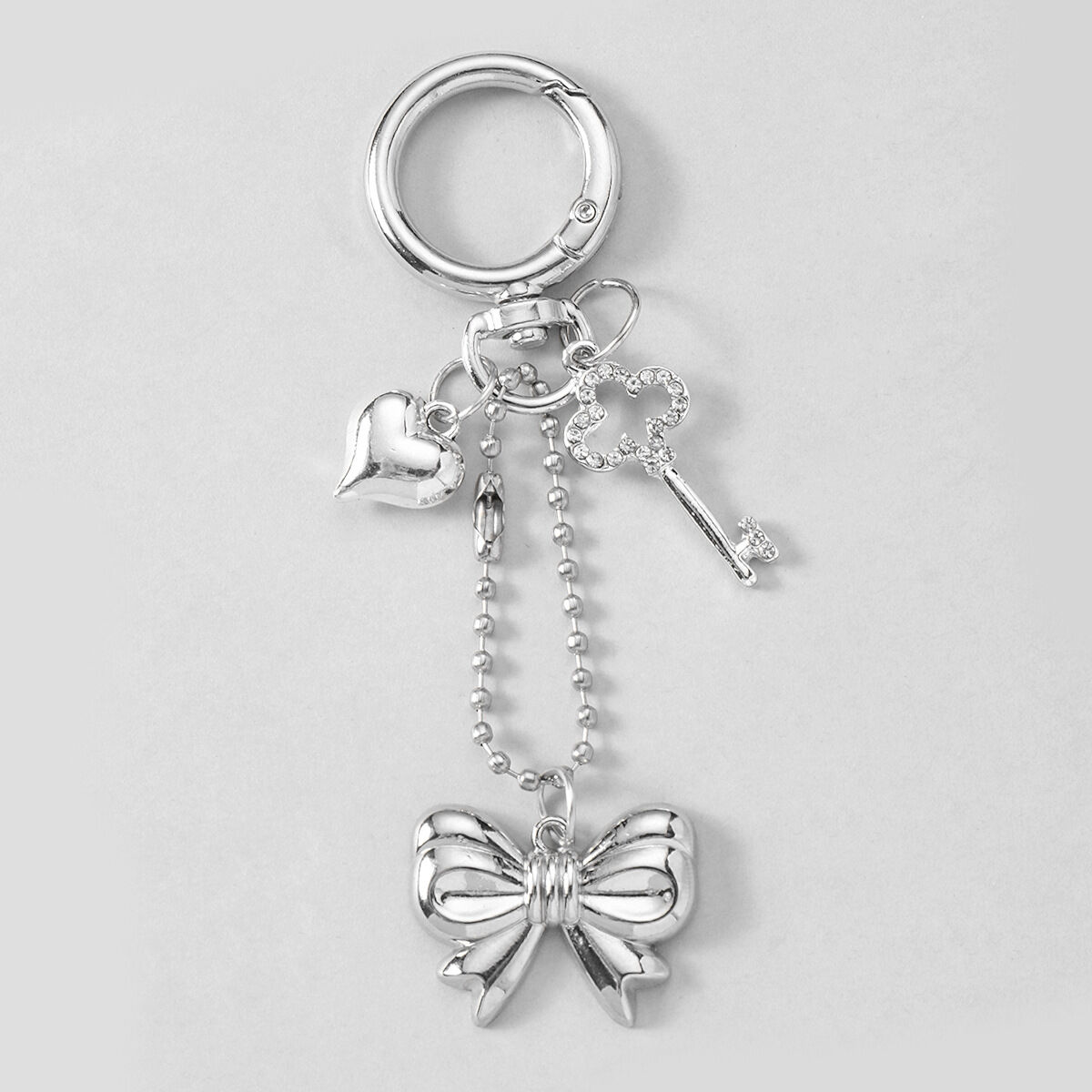 1 Silver Key Heart Bow Keychain Picture2