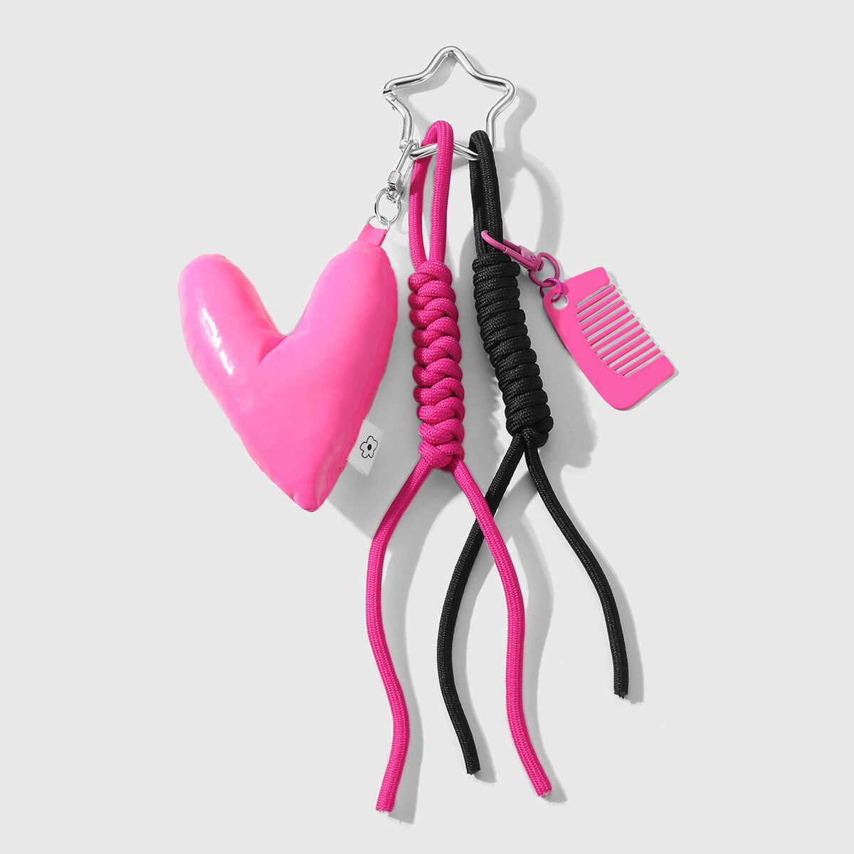 1 donkerroze hartvormige kam sleutelhanger Afbeelding3
