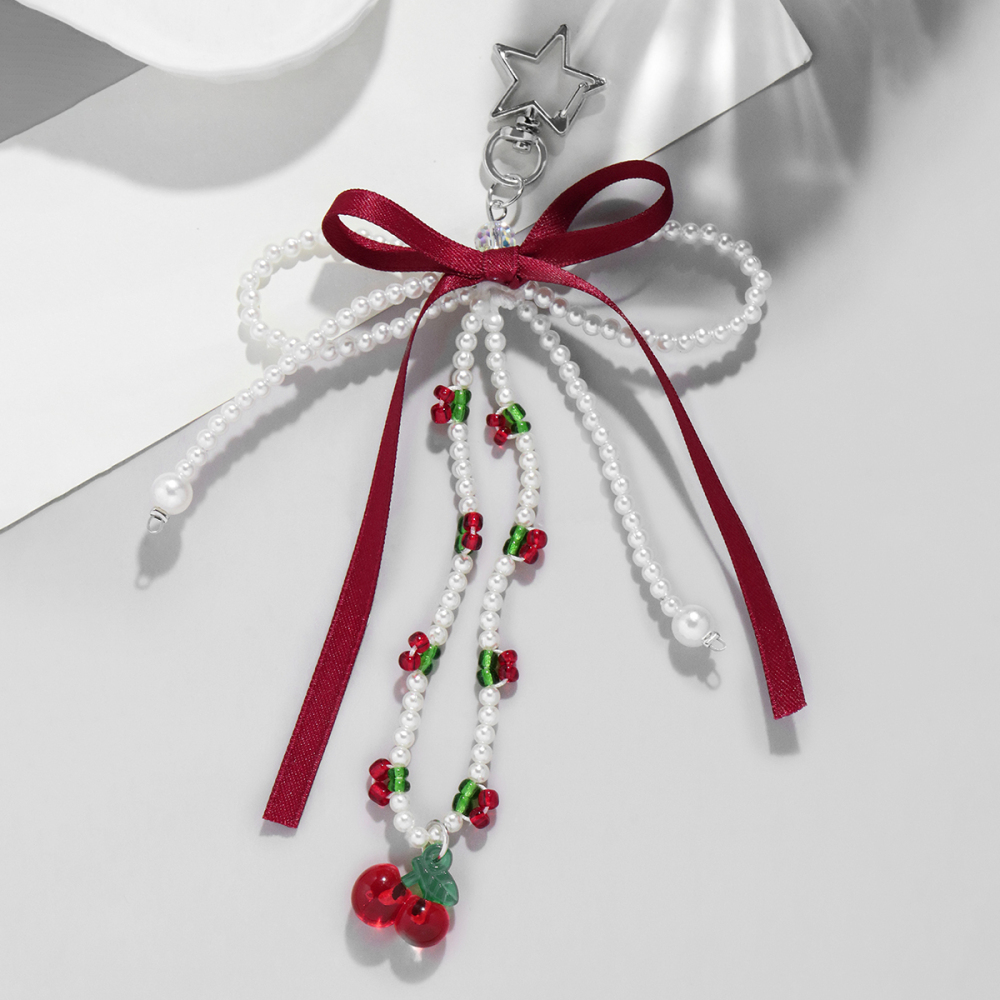 1 Pezzo Di Ciondolo Per Borsa Da Donna In Lega Con Fiocco Dolce, Serie Semplice, Senza Placcatura, Perla Artificiale Immagine2