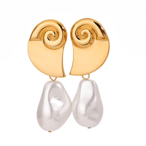 1 Paar Simple Series Retro Turtle Roestvrijstalen Waterdichte Oorbellen Met Gouden Parels Voor Dames h5 Afbeelding4