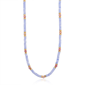 1 Stuk Prachtige Serie Elegante Maanvormige, Waterdichte, Roestvrijstalen, Goudkleurige Hanger Met Natuursteen, Dameshanger h5 Afbeelding5